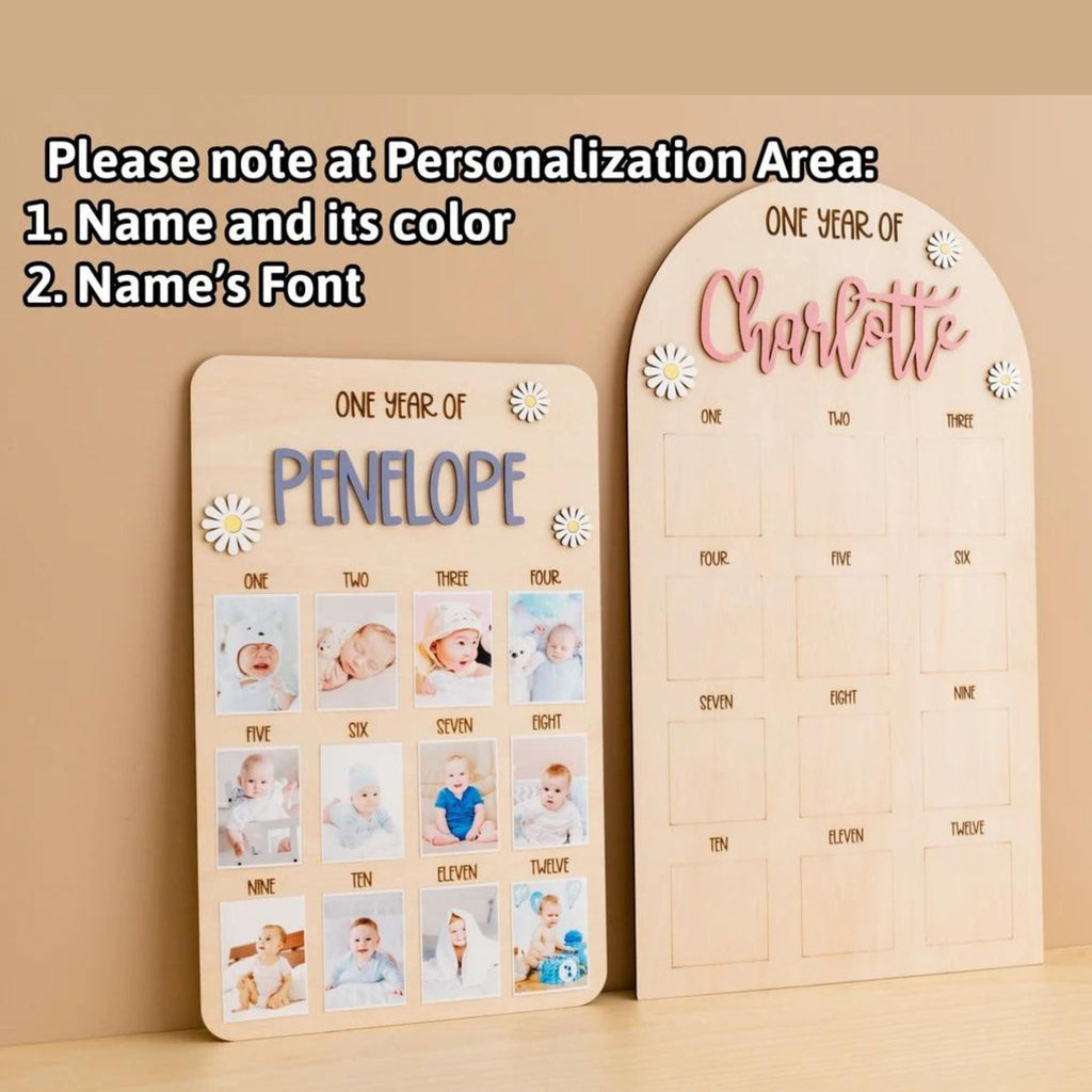 Baby Monthly Photo Board - Milestone Picture Frame for Newborns