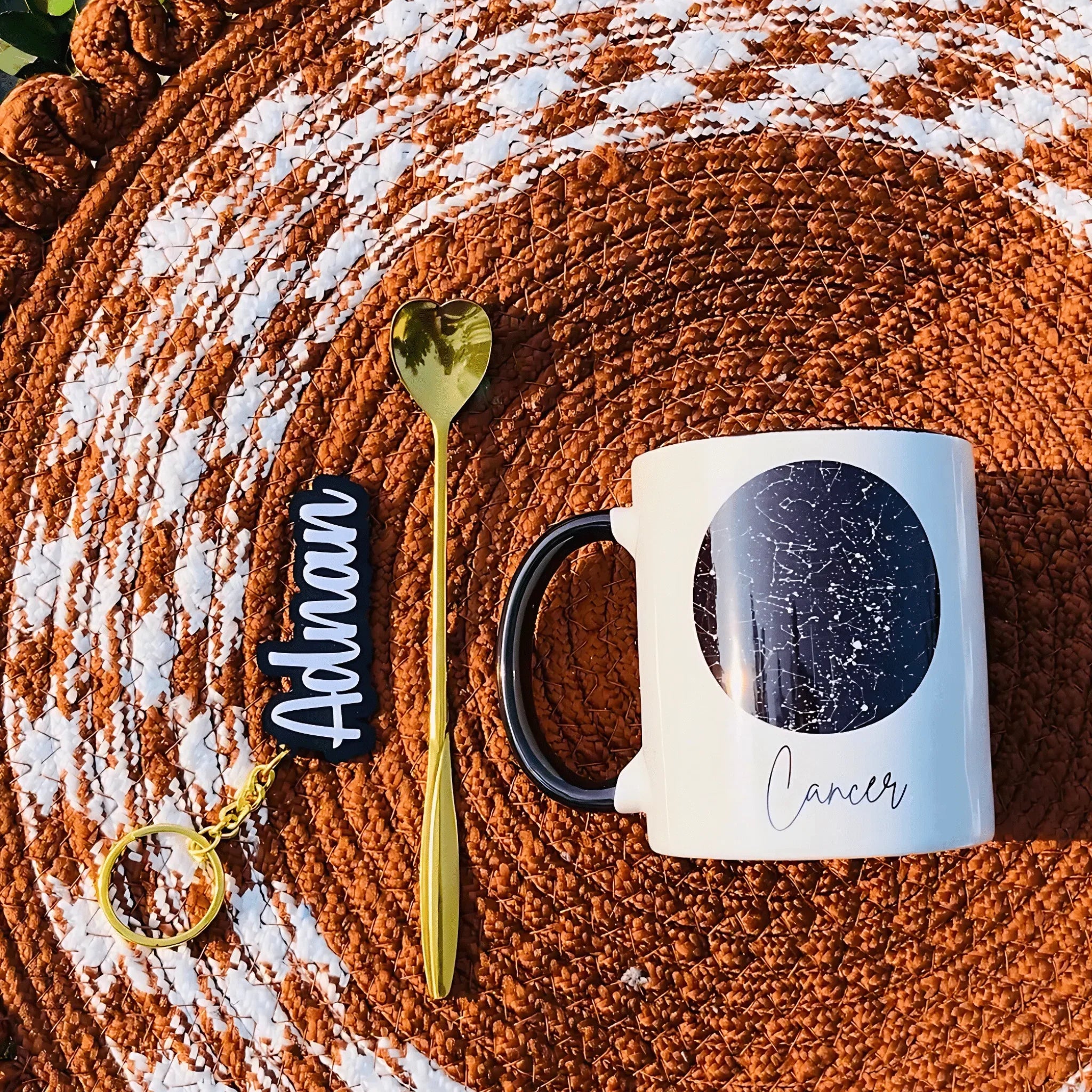 Birthday Gift Set - Starmap Mug + Keychain + Golden Spoon