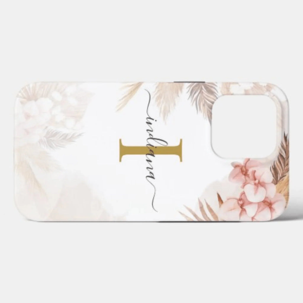 Custom iPhone Case with Floral Print Monogram
