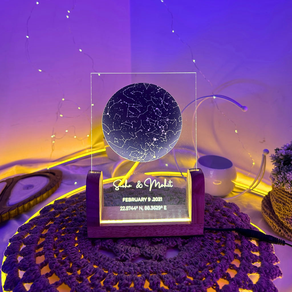 Star Map Night Sky by Date LED Plaque